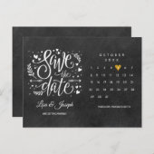 Sla de datum kalender gouden hart krijtbord aankondigingskaart (Voorkant / Achterkant)