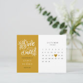 Sla de datum kalender gouden liefdeshart op briefkaart (Staand voorkant)