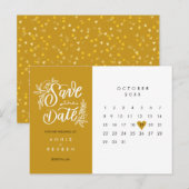 Sla de datum kalender gouden liefdeshart op briefkaart (Voorkant / Achterkant)