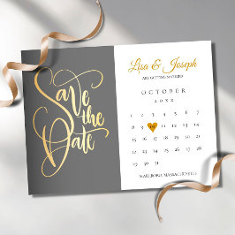 Sla de datum kalender gouden liefdeshart op kaart