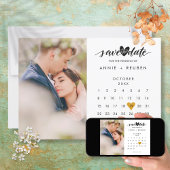 Sla de datum-kalender op met de goudhartfoto van E Kaart