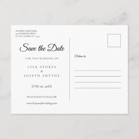 Sla de datum Kalender Roos Goud Chic Love Heart Aankondigingskaart (Achterkant)