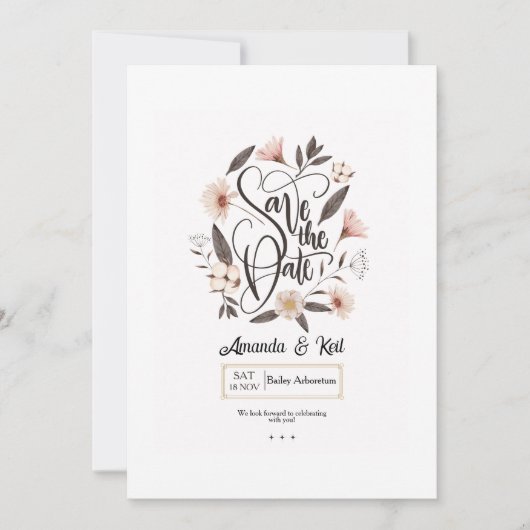 Sla de datum kalligrafie aankondiging (Voorkant)