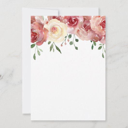 Sla de datum kalligrafie, bourgogne, blush Rozen Save The Date (Achterkant)