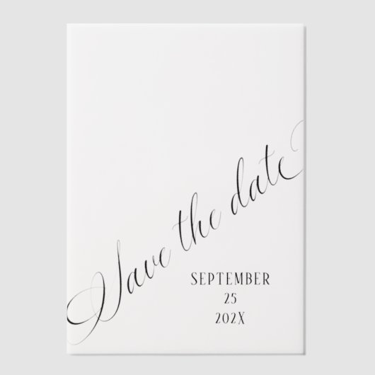 Sla de datum kalligrafie overlay vellum uitnodigingen (Voorkant)