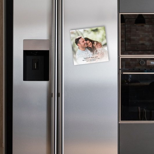 Sla de datum kalligrafie script foto magnetisch