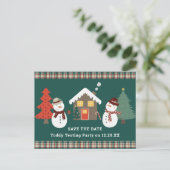 Sla de datum Kerstmis Plaid Party op Aankondigingskaart (Staand voorkant)