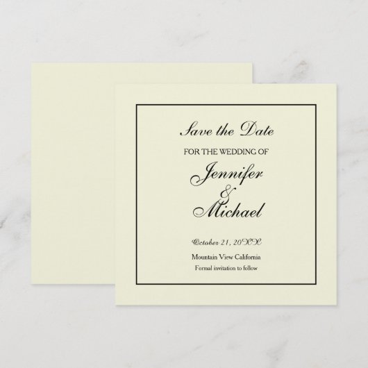 Sla de datum Klassieke Beige op Save The Date (Voorkant / Achterkant)