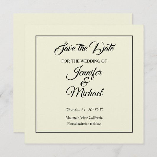 Sla de datum Klassieke Beige op Save The Date (Voorkant / Achterkant)