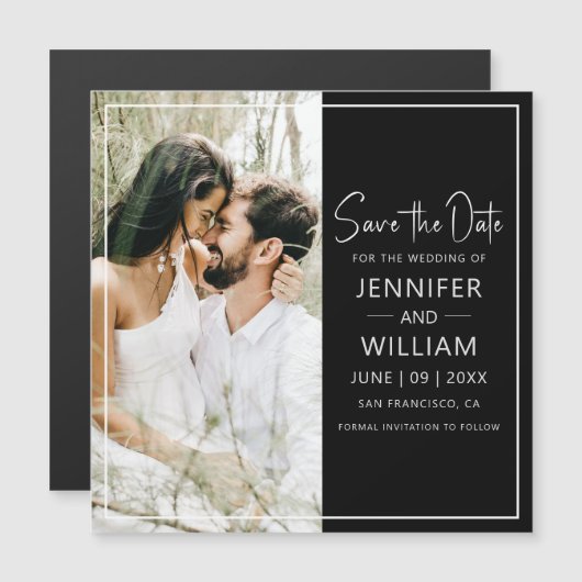 Sla de datum klassieke foto bruiloft magnetisch (Voorkant / Achterkant)