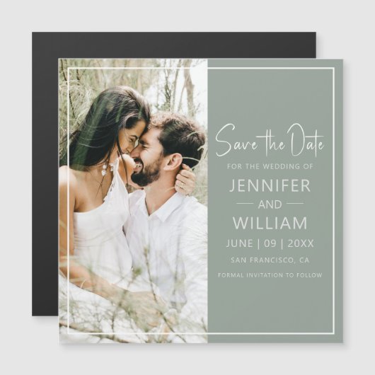 Sla de datum klassieke foto bruiloft magnetisch (Voorkant / Achterkant)