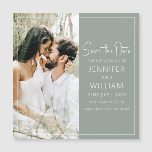 Sla de datum klassieke foto bruiloft magnetisch (Voorkant)