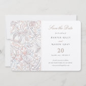 Sla de datum klassieke gouden lelie pastel bruilof kaart (Voorkant)