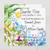 Sla de datum kleurrijke achtergrond ontwerp uitnod kaart (Voorkant / Achterkant)