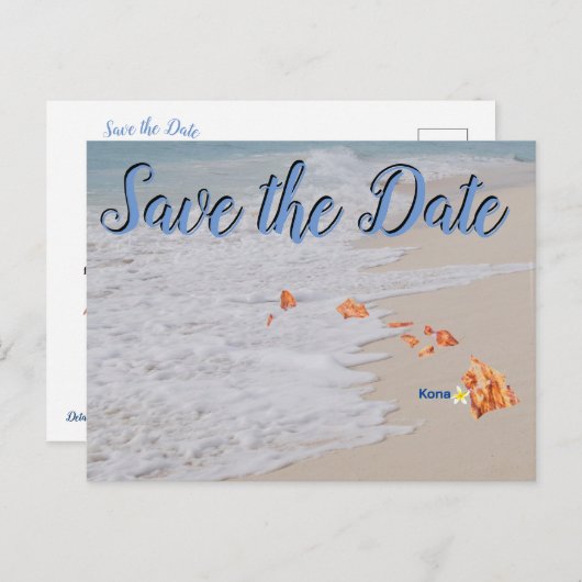 Sla de datum Kona Hawaii Bruiloft Briefkaart (Voorkant / Achterkant)