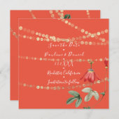 Sla de datum koraal wit gouden string bloemen save the date (Voorkant / Achterkant)