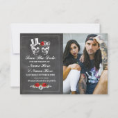 Sla de datum krijt schedels fotokaart Gothic Save The Date (Voorkant)