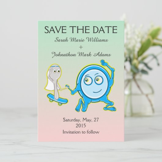 Sla de datum kwekerij rijm bruiloft save the date (Staand voorkant)