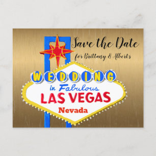 Sla de datum Las Vegas Wedding goud Aankondigingskaart