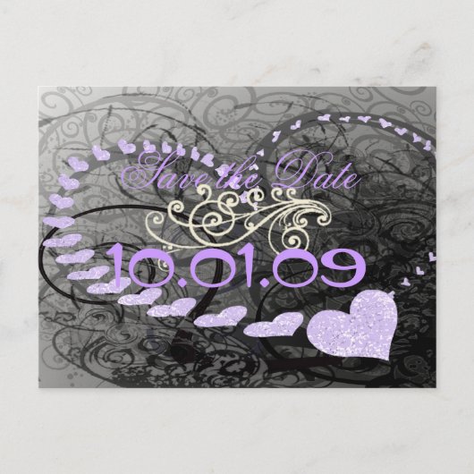 Sla de datum Lavendel Harten op - Aankondigingskaart (Voorkant)