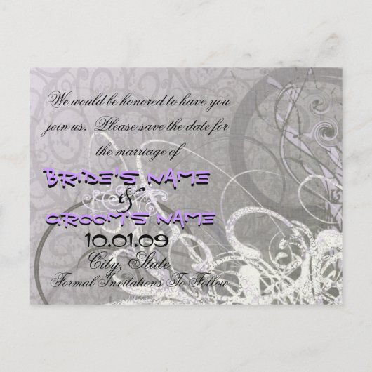 Sla de datum lavendel harten op aankondigingskaart (Achterkant)