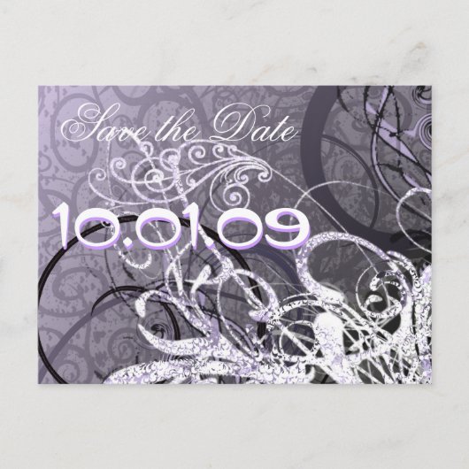 Sla de datum lavendel harten op aankondigingskaart (Voorkant)