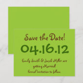 Sla de datum Lime Green & Brown op Kaart (Voorkant / Achterkant)