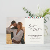 Sla de datum luchtpostbrief op save the date (Staand voorkant)