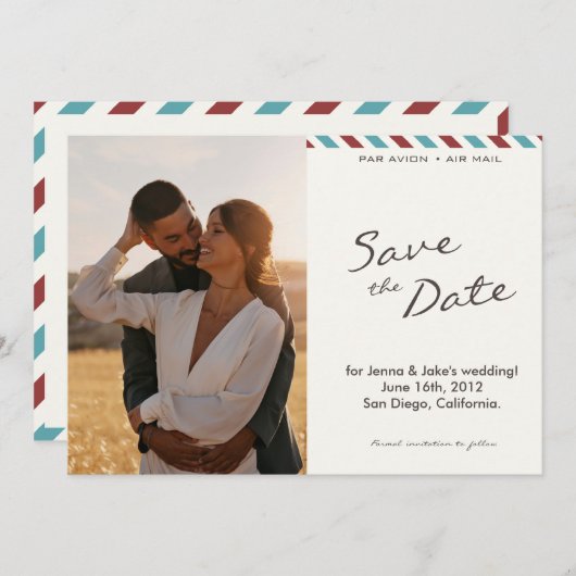 Sla de datum luchtpostbrief op save the date (Voorkant / Achterkant)