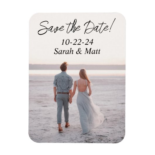 Sla de datum magneet Beachy gepersonaliseerde foto (Verticaal)