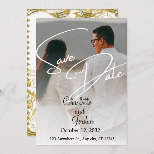 Sla de datum magneet foto voor bruiloft feestdagenkaart (Voorkant / Achterkant)