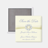 Sla de datum magneet ivoor met parel & diamant (Voorkant / Achterkant)