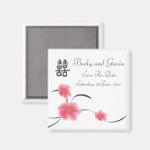 Sla de datum magneet kersenbloesem dubbel geluk (Voorkant / Achterkant)