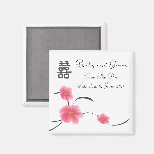 Sla de datum magneet kersenbloesem dubbel geluk (Voorkant / Achterkant)