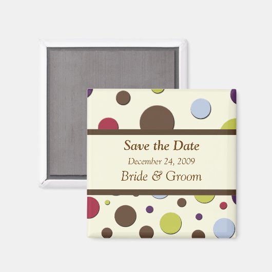 Sla de datum magneet, polka stippen magneet (Voorkant / Achterkant)