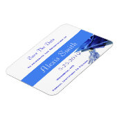 Sla de datum magneten - blauwe graduatie cap (Linkerzijde)