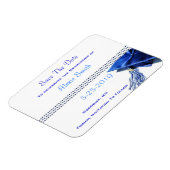 Sla de datum magneten - blauwe graduatie cap (Linkerzijde)