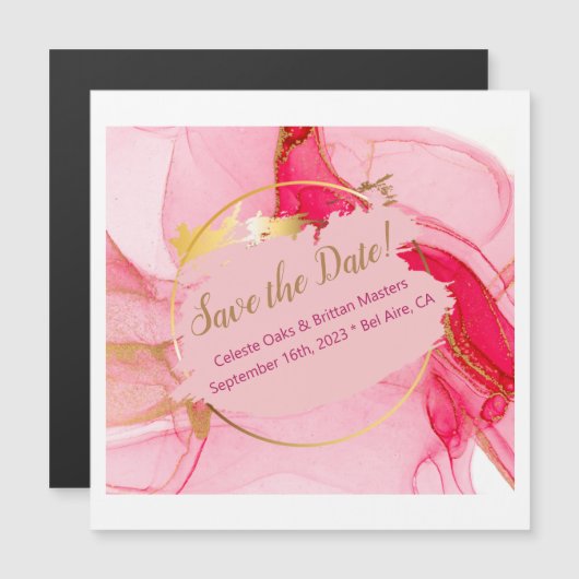 Sla de datum Magnetische Kaart in Roze en Goud (Voorkant / Achterkant)