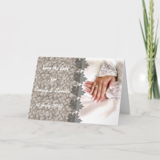 Sla de datum marmer en wit op en voeg je eigen fot aankondiging (Voorkant)