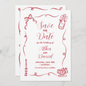 Sla de datum met de hand getekend geïllustreerd gr save the date (Voorkant / Achterkant)