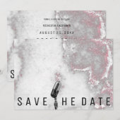 Sla de datum Microfoon Glitter Roze Grijs Marmer Save The Date (Voorkant / Achterkant)