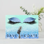 Sla de datum Microfoon Glitter Tiffany Ocean Eye Save The Date (Staand voorkant)