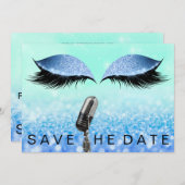 Sla de datum Microfoon Glitter Tiffany Ocean Eye Save The Date (Voorkant / Achterkant)