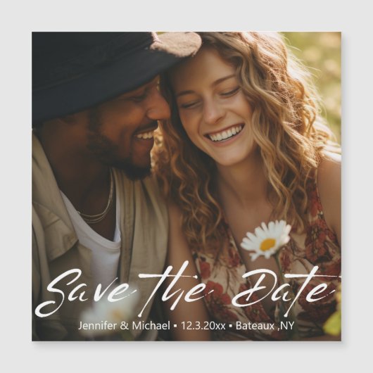 Sla de datum Minimale handschrift foto magneet (Voorkant)