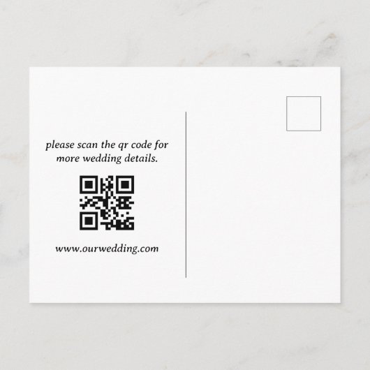 Sla de datum minimalistisch script QR code foto ch Aankondigingskaart (Achterkant)