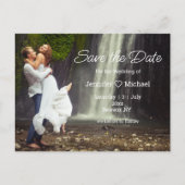 Sla de datum minimalistisch script QR code foto ch Aankondigingskaart (Voorkant)