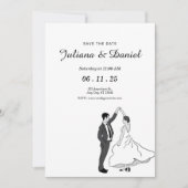 Sla de datum minimalistische grillige hand getrokk save the date (Voorkant)