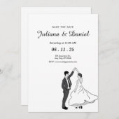 Sla de datum minimalistische grillige hand getrokk save the date (Voorkant / Achterkant)