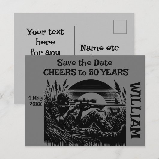 Sla de datum minimalistische jager | feestdagenkaart (Voorkant / Achterkant)