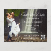 Sla de datum minimalistische script QR code foto o Aankondigingskaart (Voorkant)